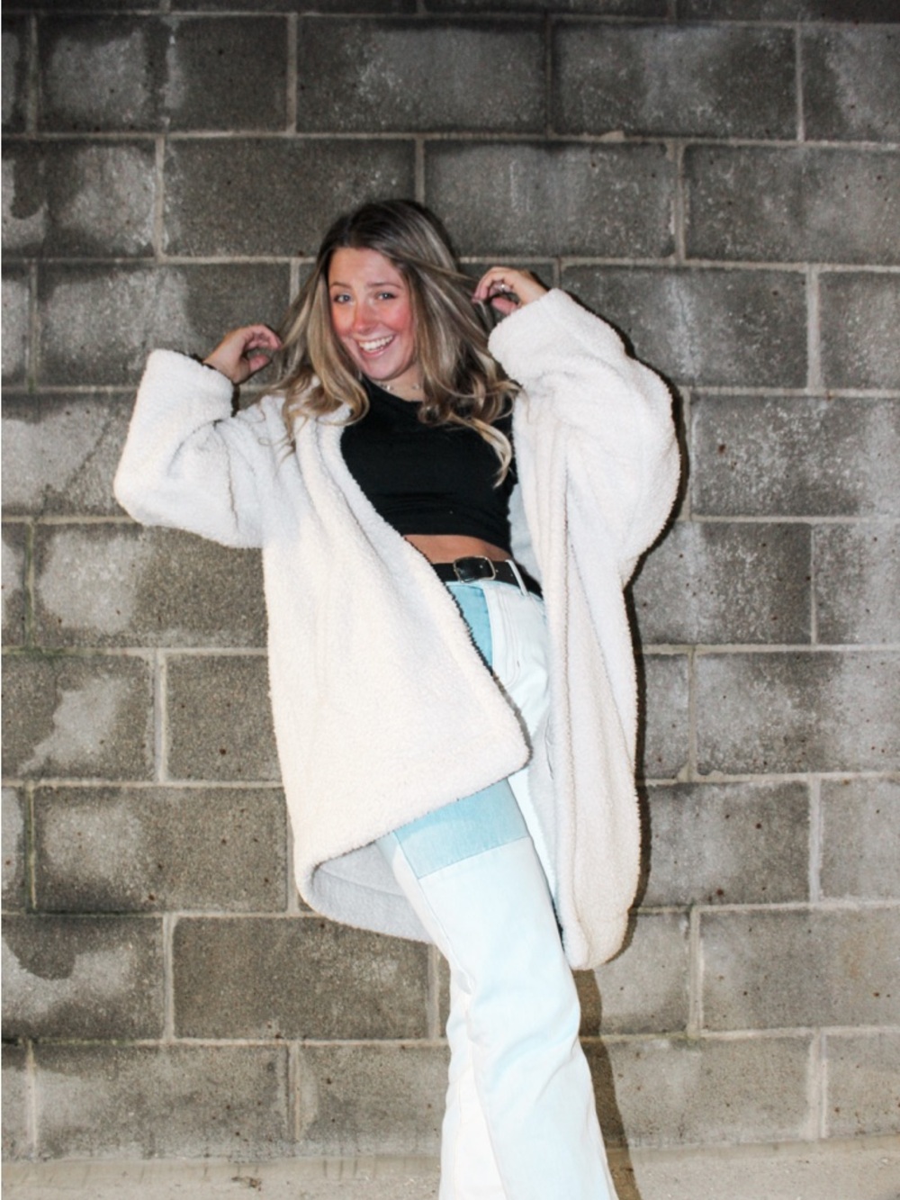PacSun Women's Colorblock Straight Leg Jeans - Light Blue & White Patchwork